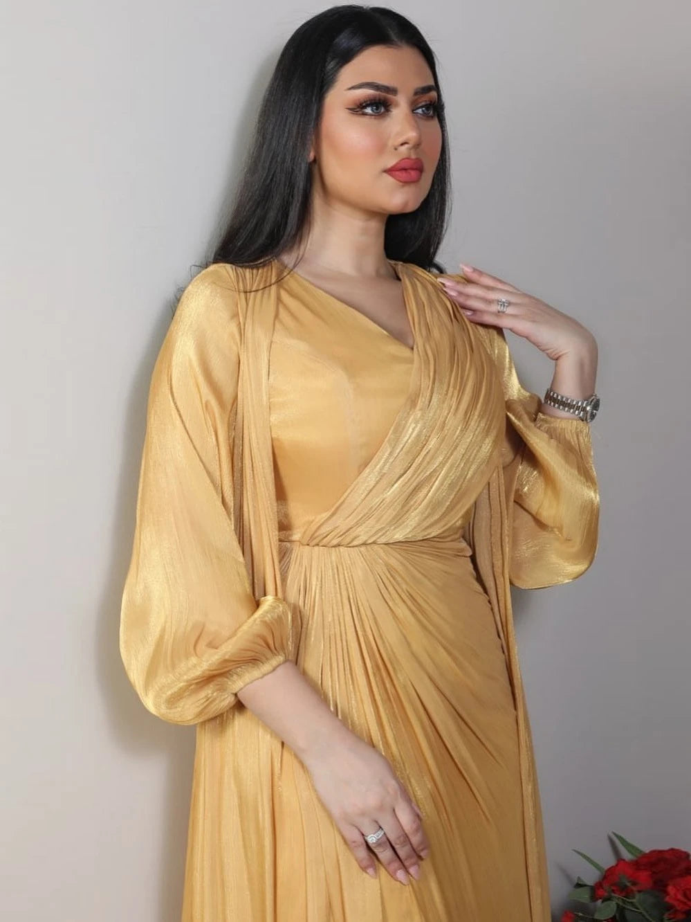 Silky Satin 2-Piece Abaya Set – Morocco/Dubai Style Evening & Eid Dress