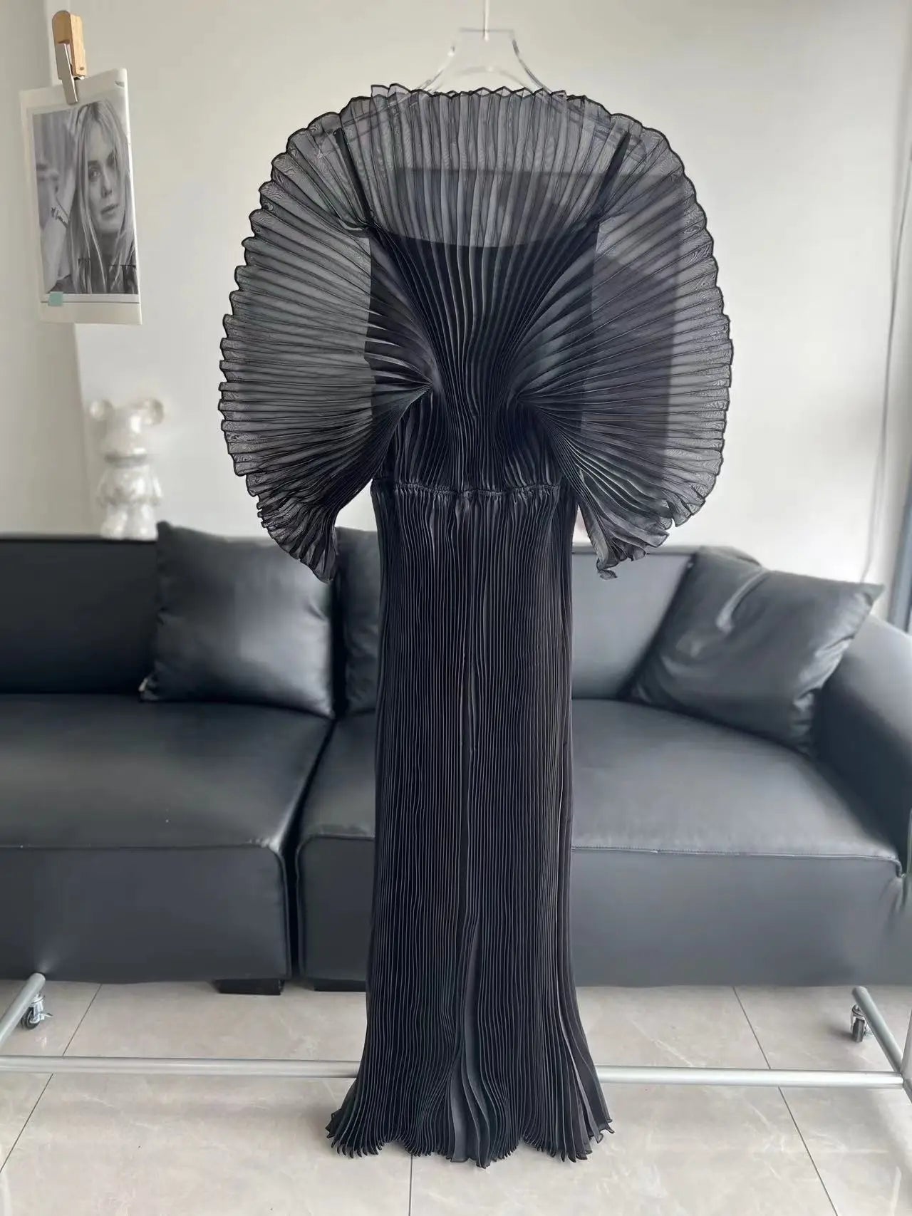 Loose Miyake pleated long dress — casual, elegant, and perfect for spring/summer.