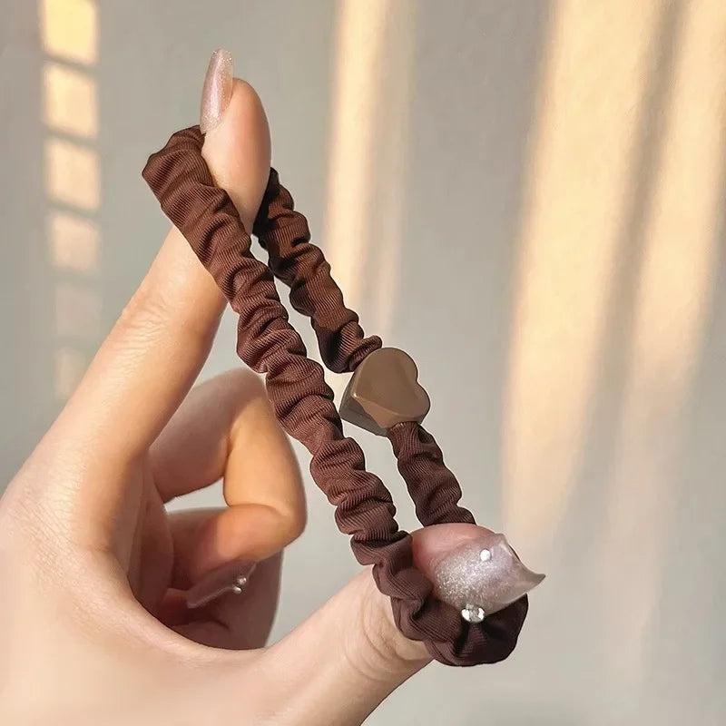 5-piece high-elastic seamless hair ties with cute bowknot — durable and crease-free.