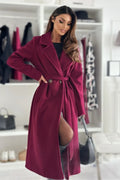 Elegant Warm Double-Breasted Belted Coat