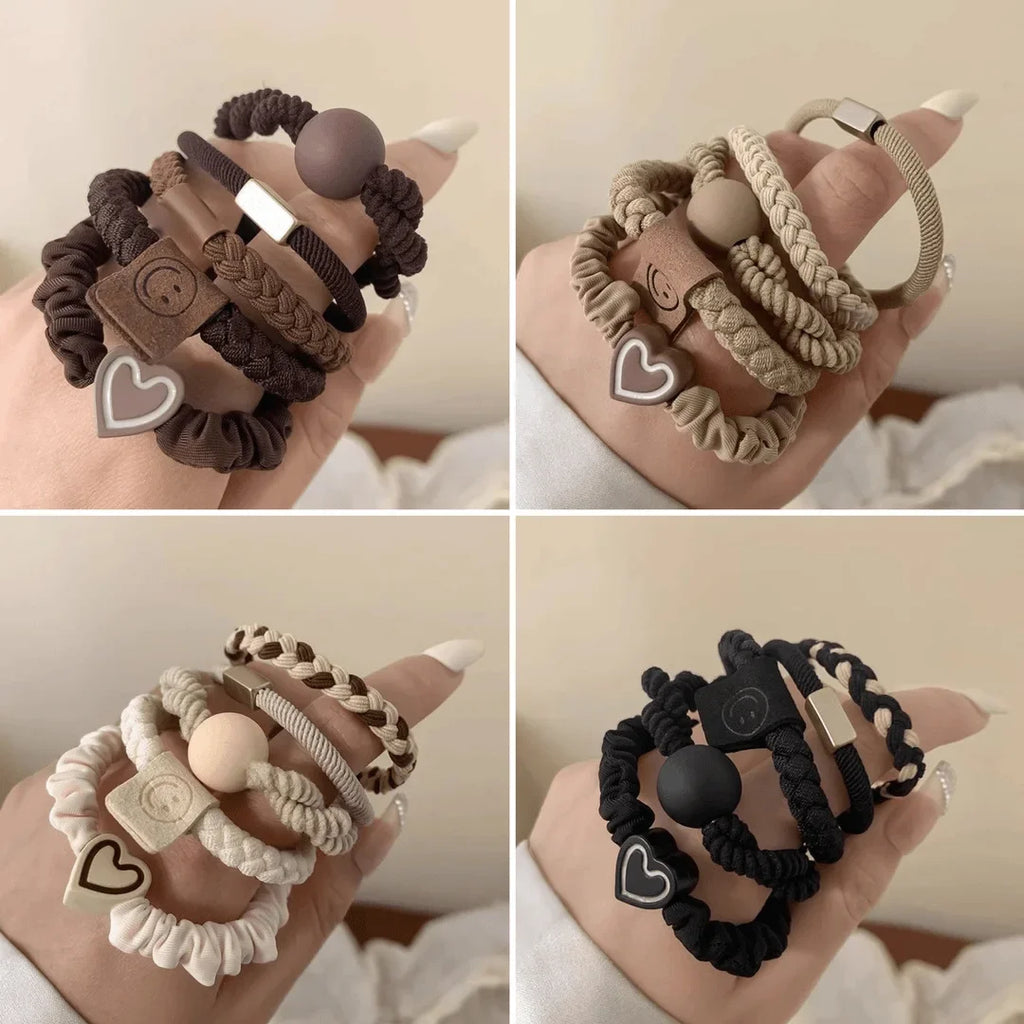 5-piece high-elastic seamless hair ties with cute bowknot — durable and crease-free.