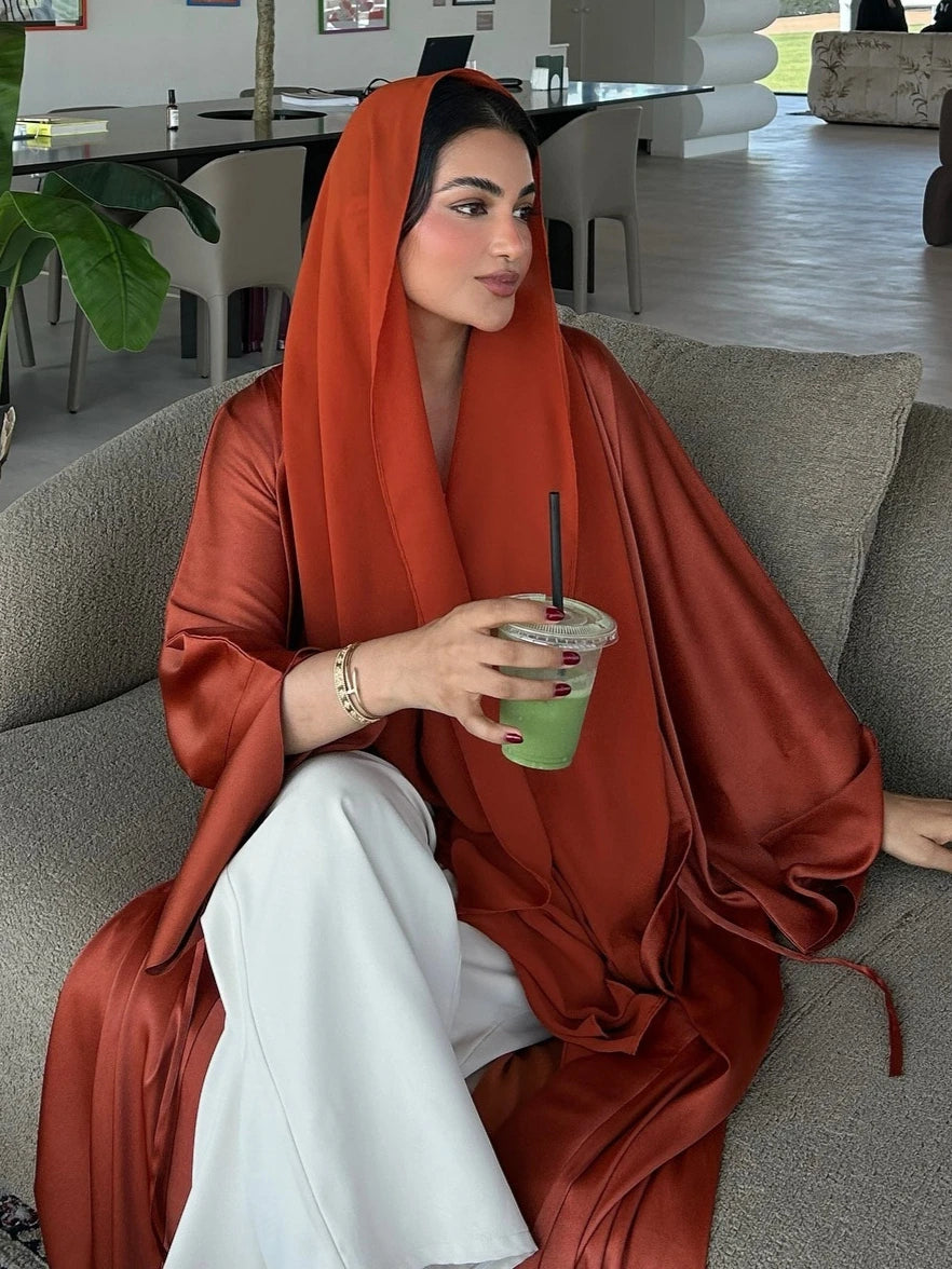 Open Muslim Abaya – Modest Long Robe Dubai Kaftan Style