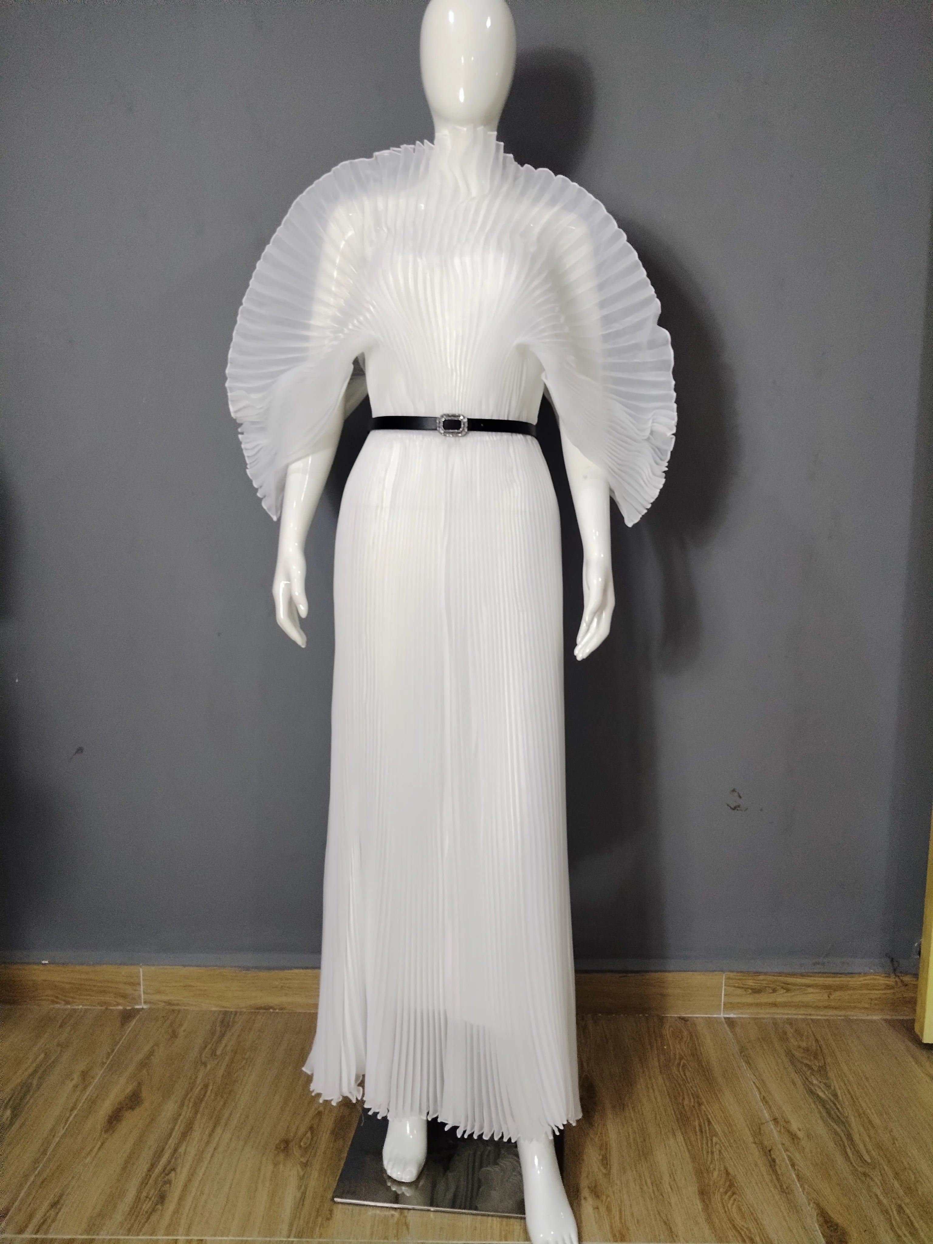 Loose Miyake pleated long dress — casual, elegant, and perfect for spring/summer.