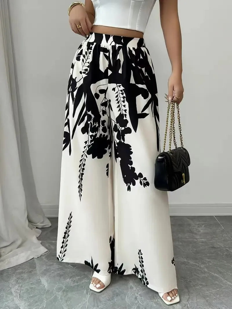 Printed Lace-Up Slim Trousers for Women –  Casual Style