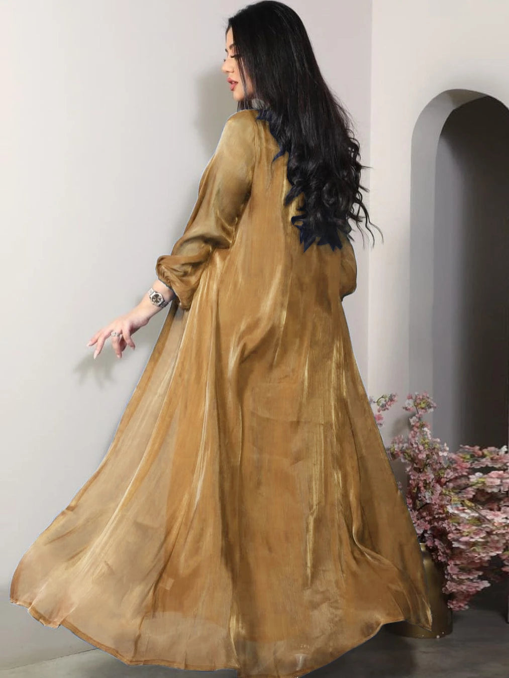 Silky Satin 2-Piece Abaya Set – Morocco/Dubai Style Evening & Eid Dress