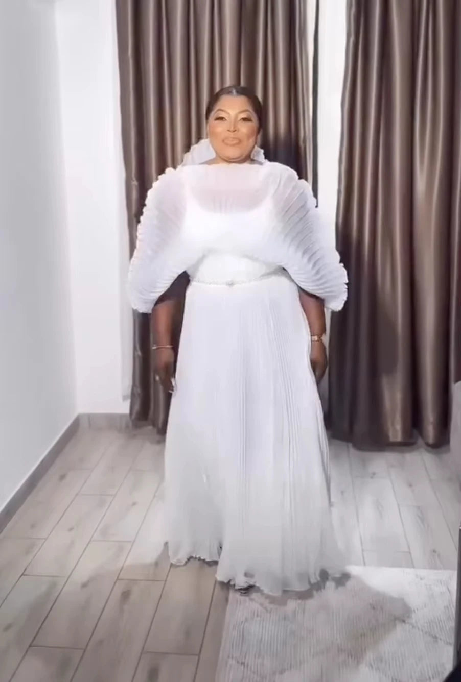 Loose Miyake pleated long dress — casual, elegant, and perfect for spring/summer.