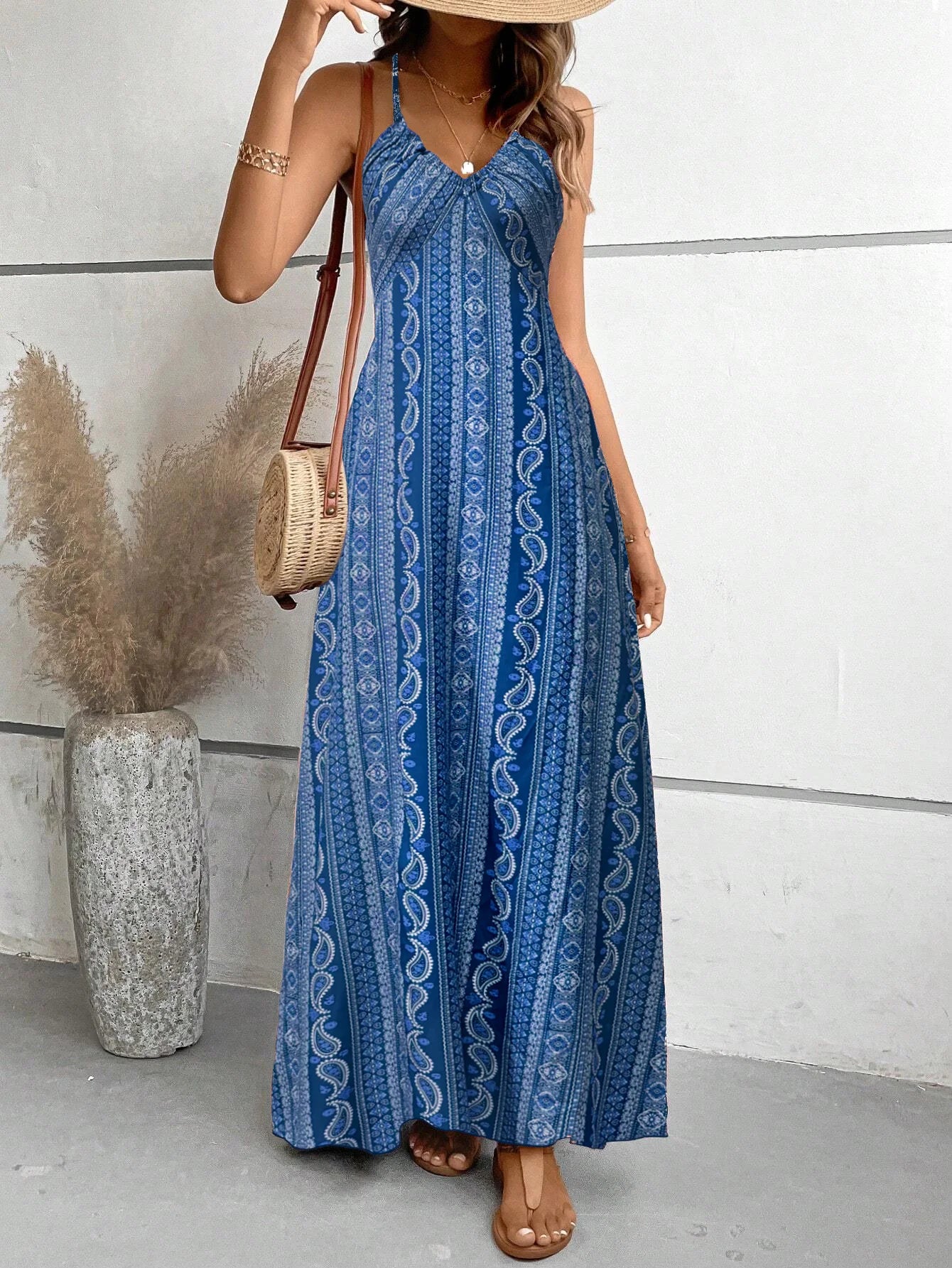 Boho Backless Split-Thigh Long Dress – Ethnic Summer Beach Style