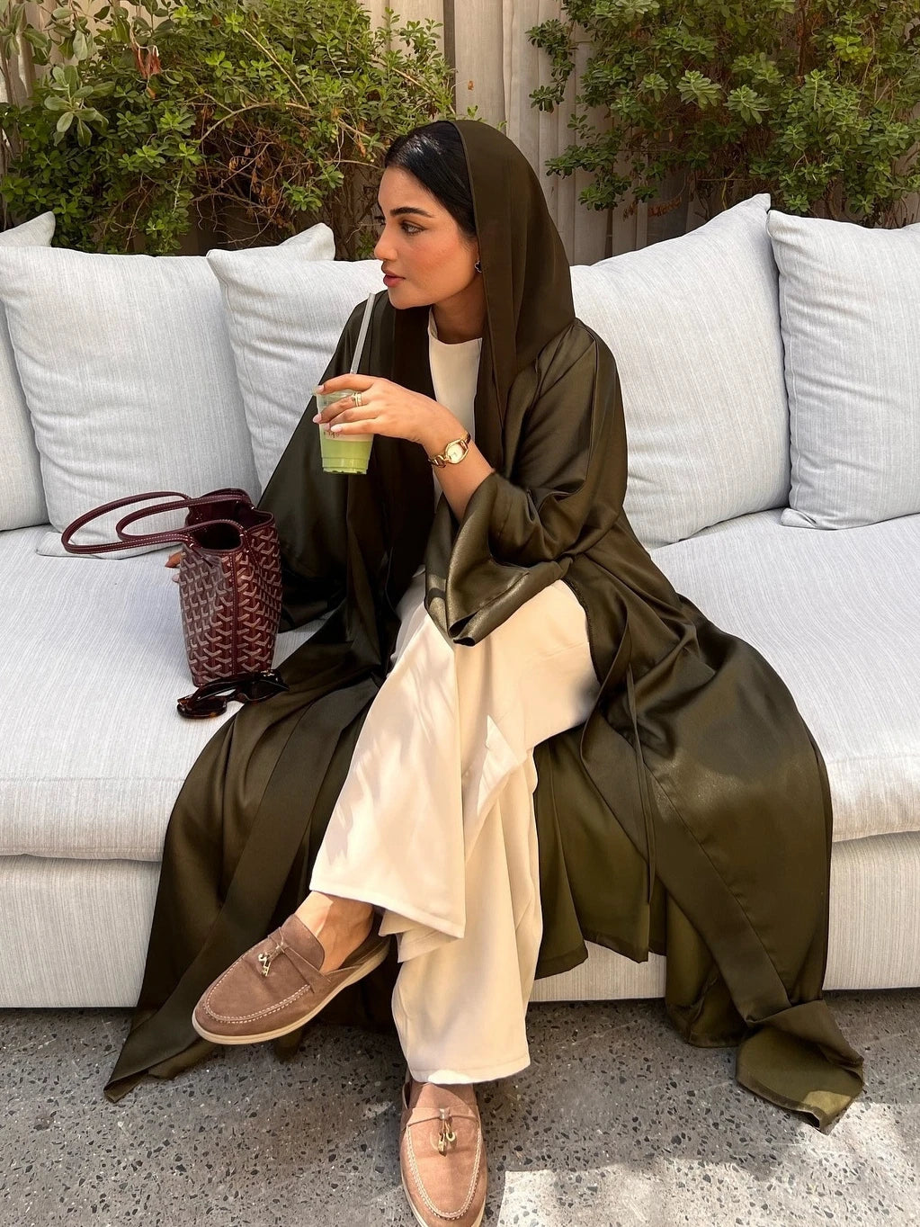 Open Muslim Abaya – Modest Long Robe Dubai Kaftan Style