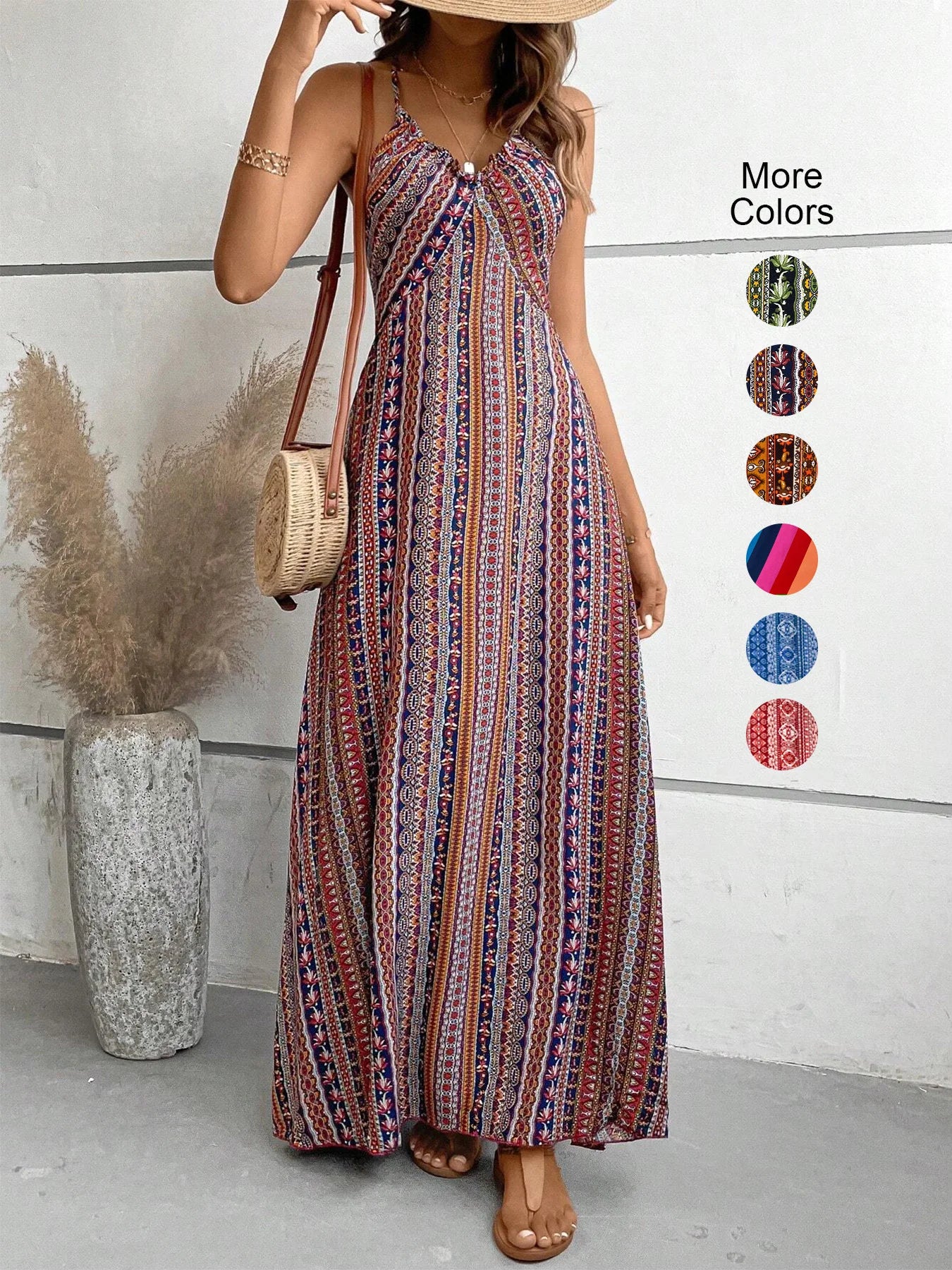 Boho Backless Split-Thigh Long Dress – Ethnic Summer Beach Style