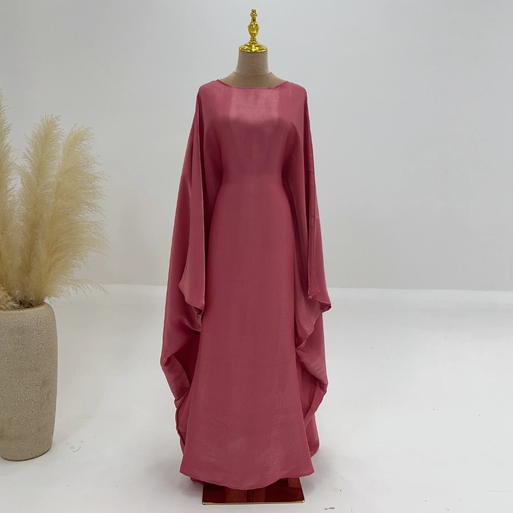 Shiny Satin Butterfly Abaya – Luxury Dubai Kaftan in 20 Colors