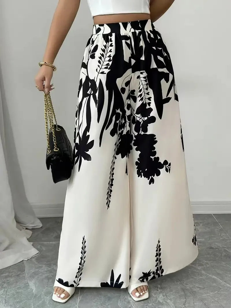 Printed Lace-Up Slim Trousers for Women –  Casual Style