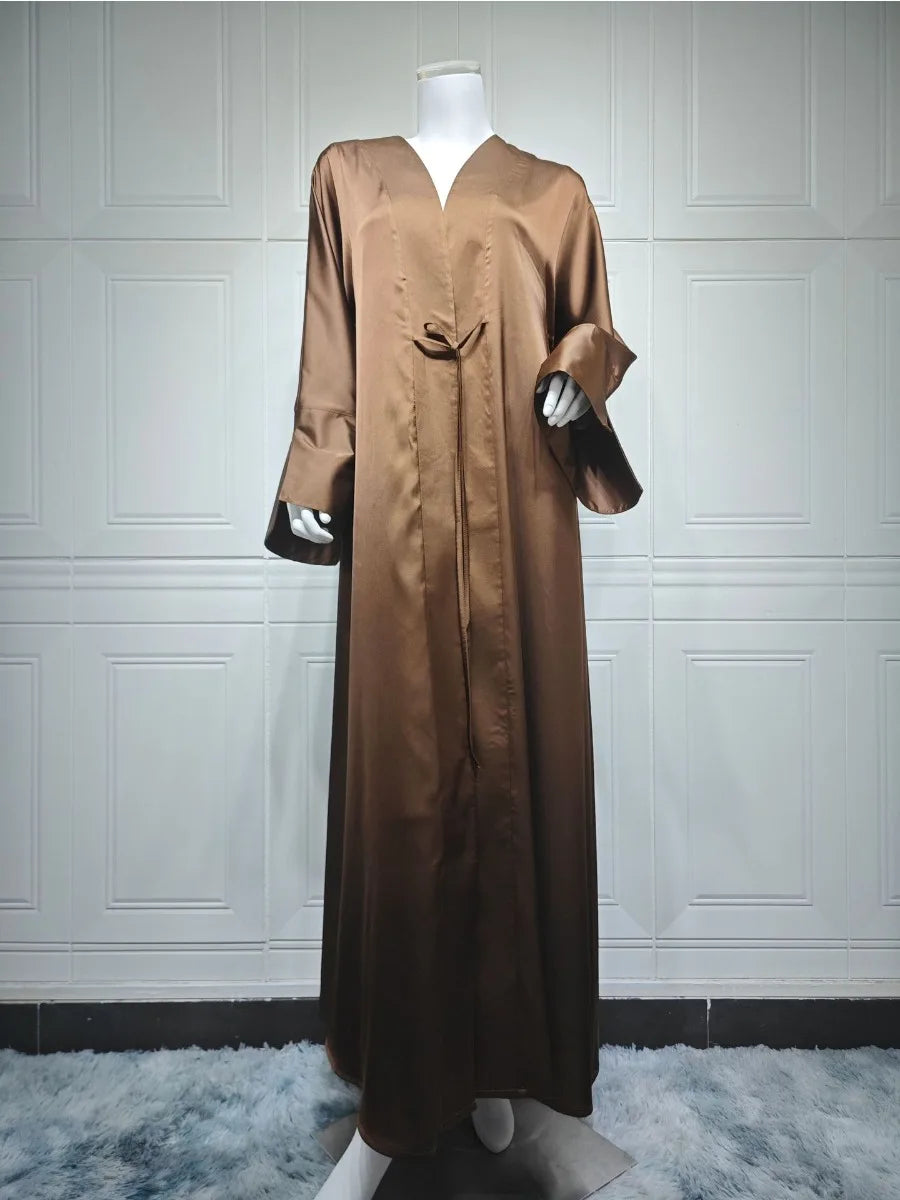 Open Muslim Abaya – Modest Long Robe Dubai Kaftan Style