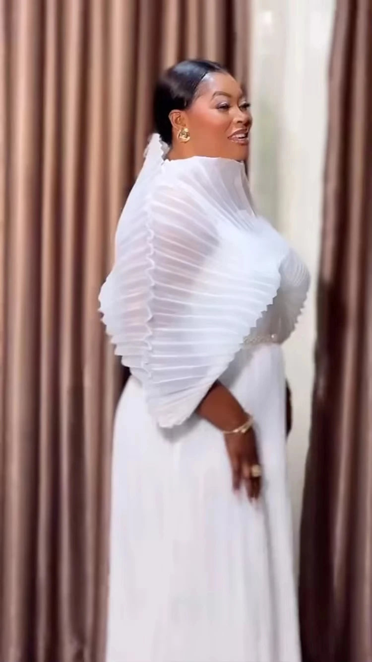 Loose Miyake pleated long dress — casual, elegant, and perfect for spring/summer.