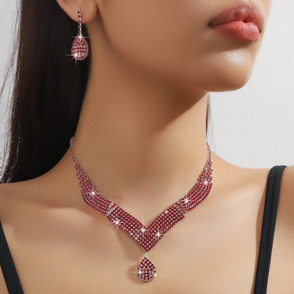 3-Piece Rhinestone Jewelry Set – Necklace & Earrings for Weddings
