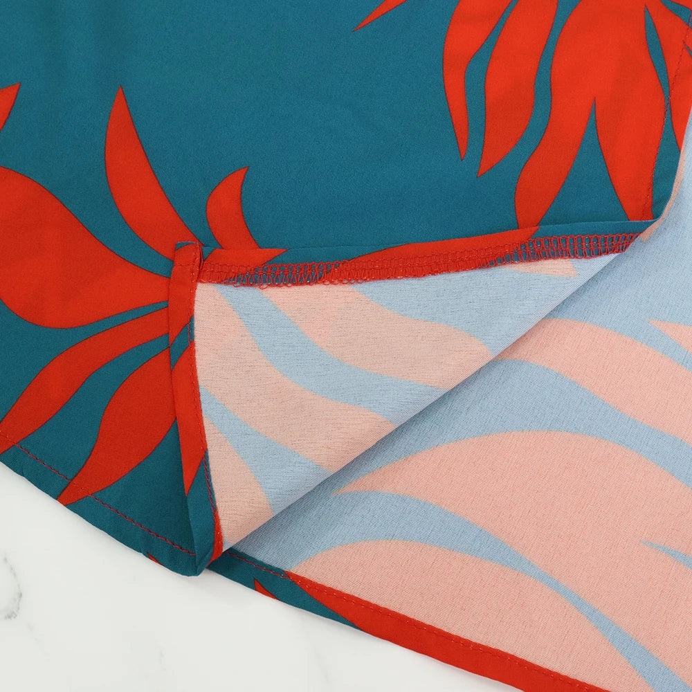 Tropical One-Shoulder Maxi Dress – Elegant Split Hem, Casual Chic Style