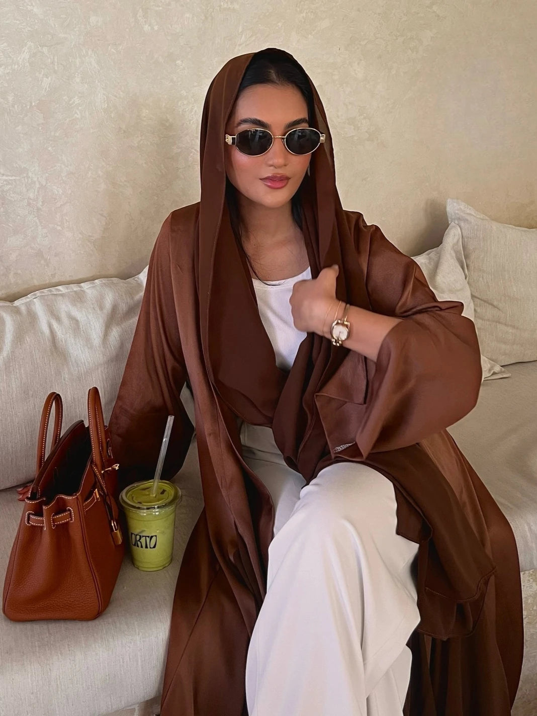 Open Muslim Abaya – Modest Long Robe Dubai Kaftan Style