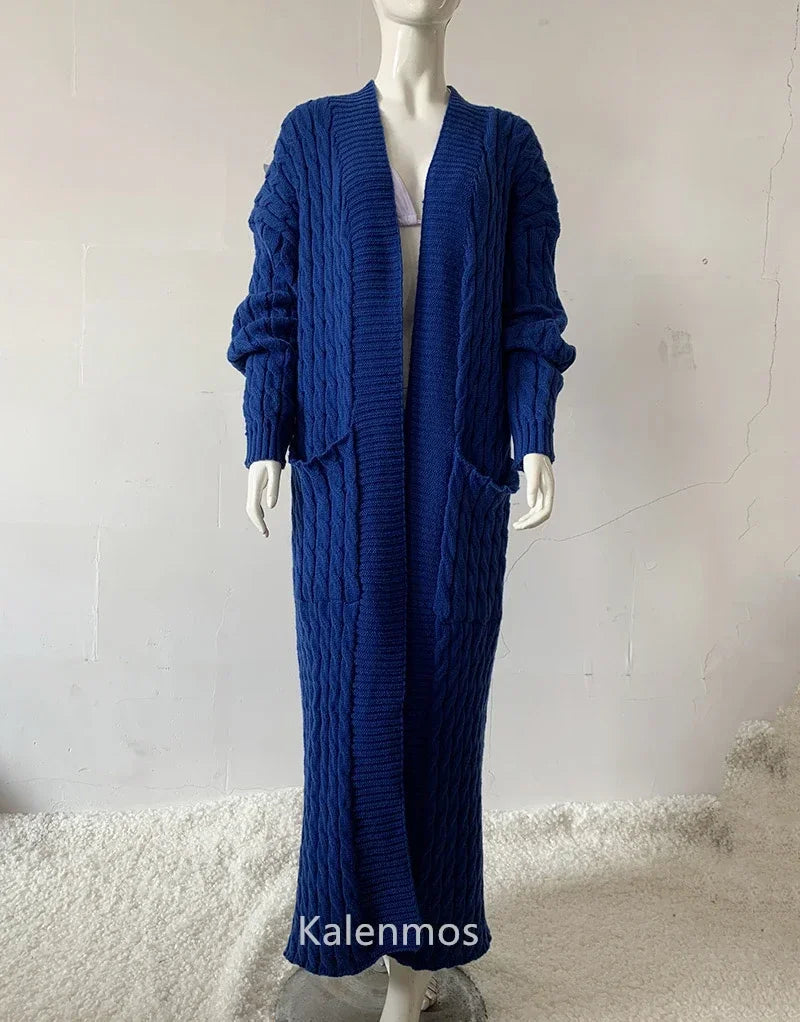 Long Knitted Cardigan for Women – Loose, Warm & Casual Layering Piece