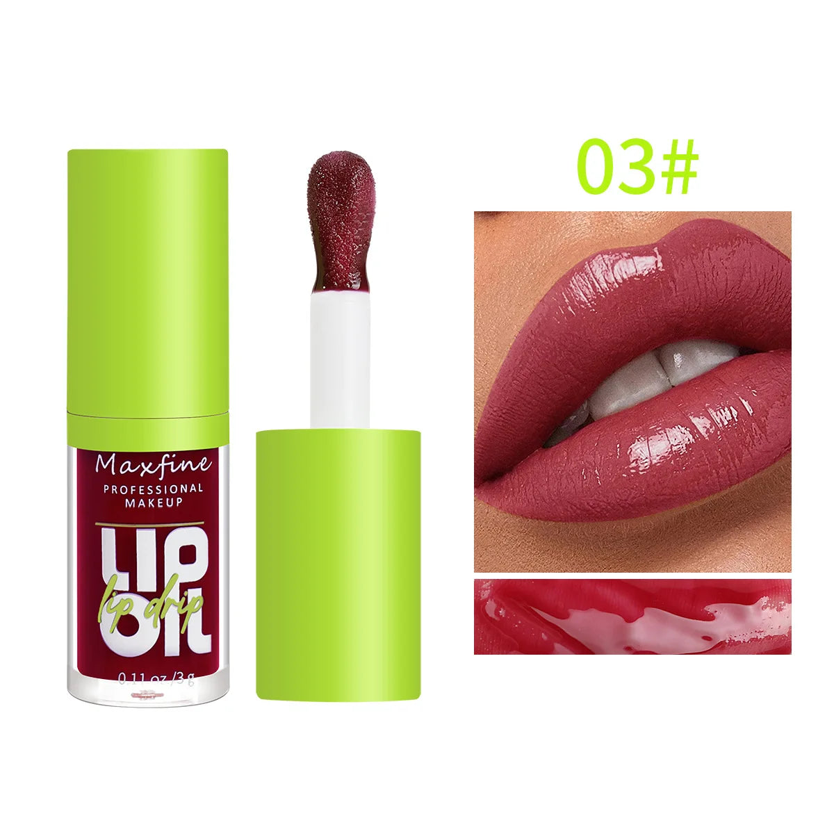 Waterproof, long-lasting, non-stick, non-fade moisturizing lip gloss.