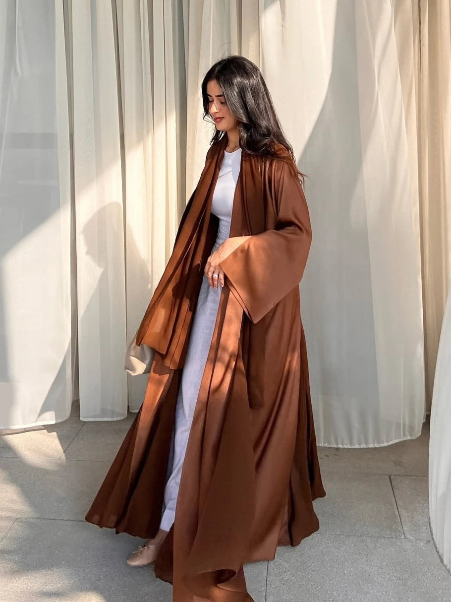 Open Muslim Abaya – Modest Long Robe Dubai Kaftan Style