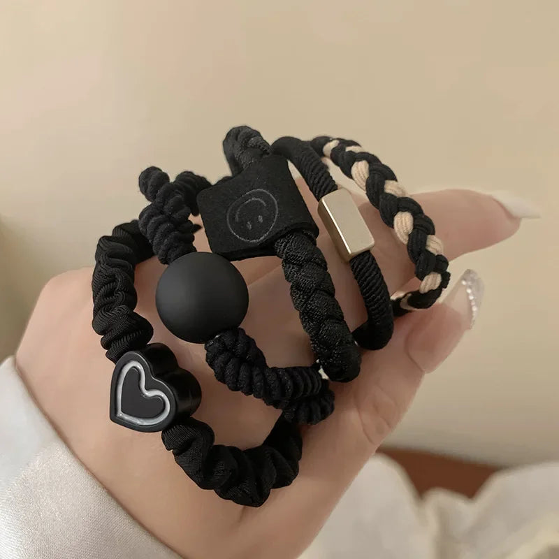 5-piece high-elastic seamless hair ties with cute bowknot — durable and crease-free.