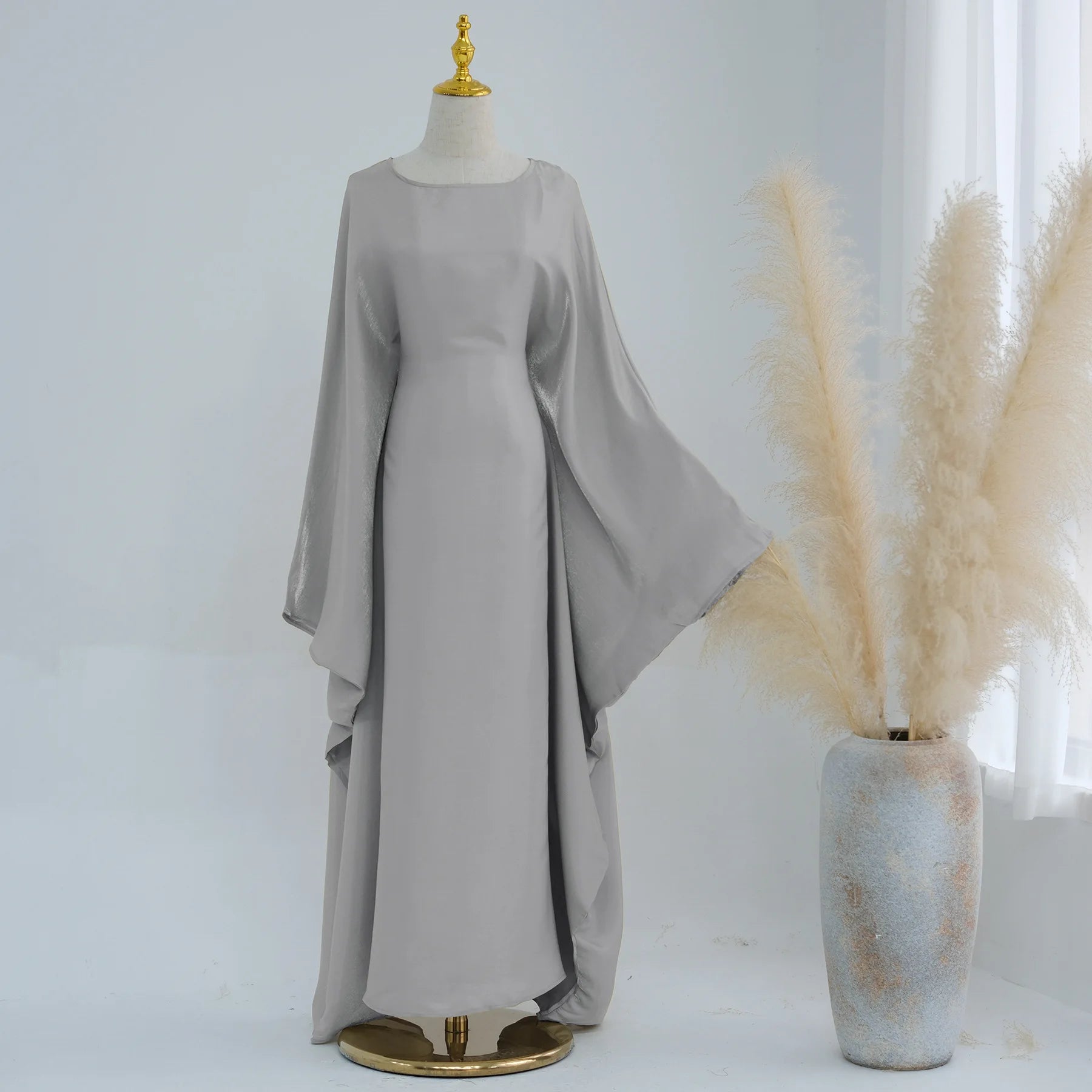 Shiny Satin Butterfly Abaya – Luxury Dubai Kaftan in 20 Colors