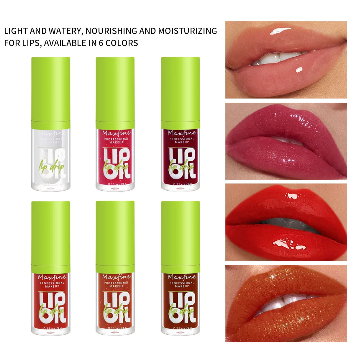 Waterproof, long-lasting, non-stick, non-fade moisturizing lip gloss.
