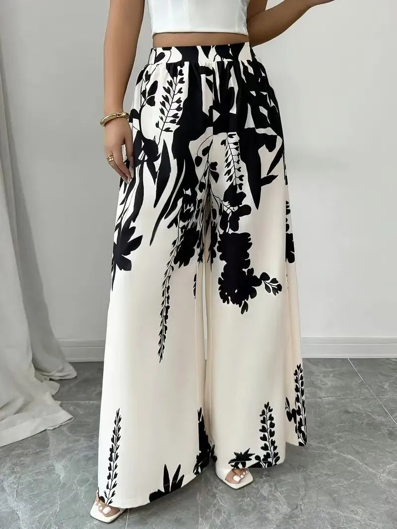 Printed Lace-Up Slim Trousers for Women –  Casual Style